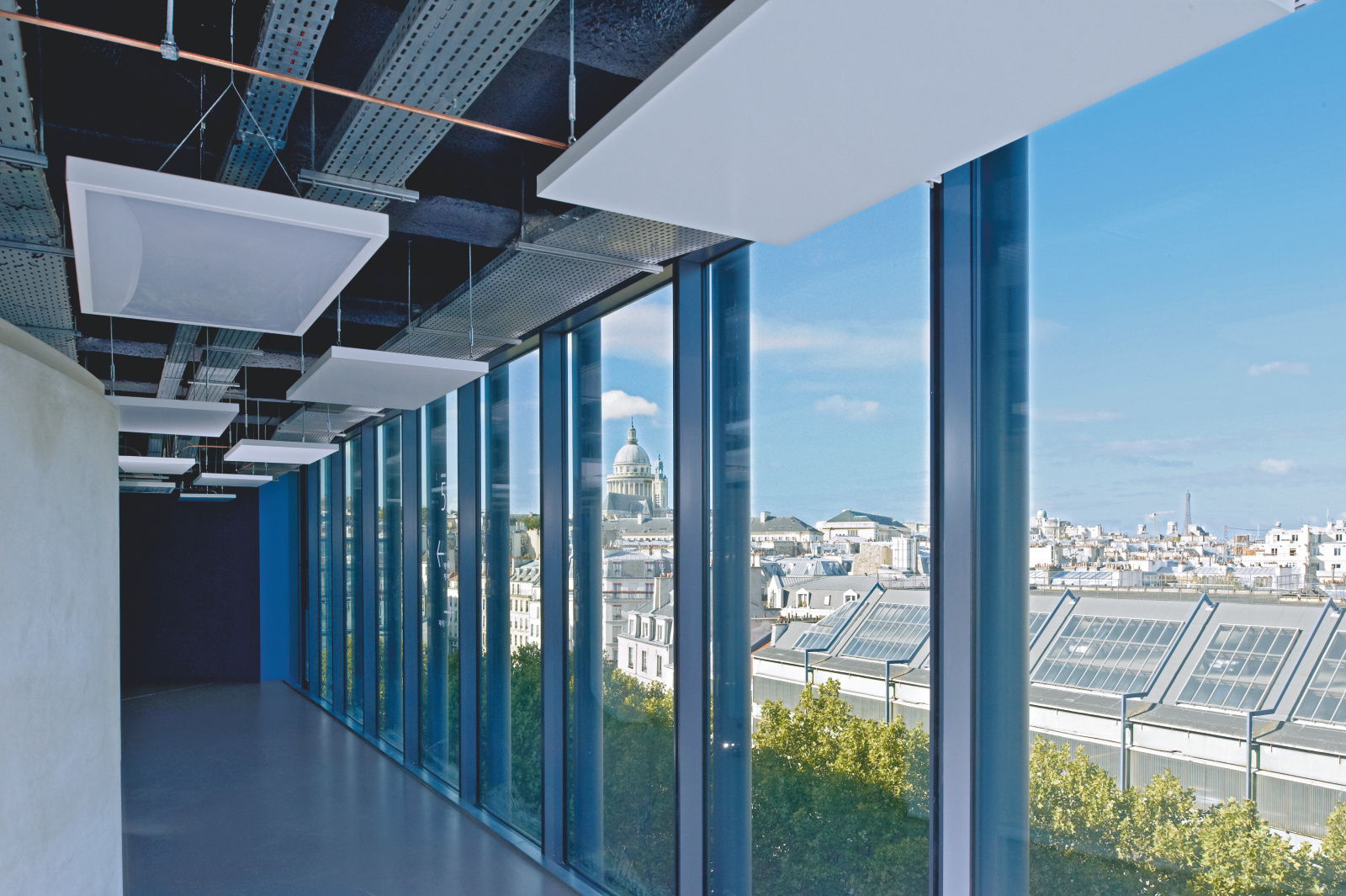 university Pierre and Marie Curie, France, Paris, Segelausführung, integrated lighting element, corridor, integrated lighting, Ceiling canvas