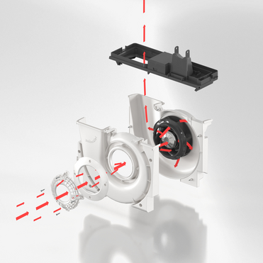 Cut-Out Comfortable indoor ventilation Angled view
