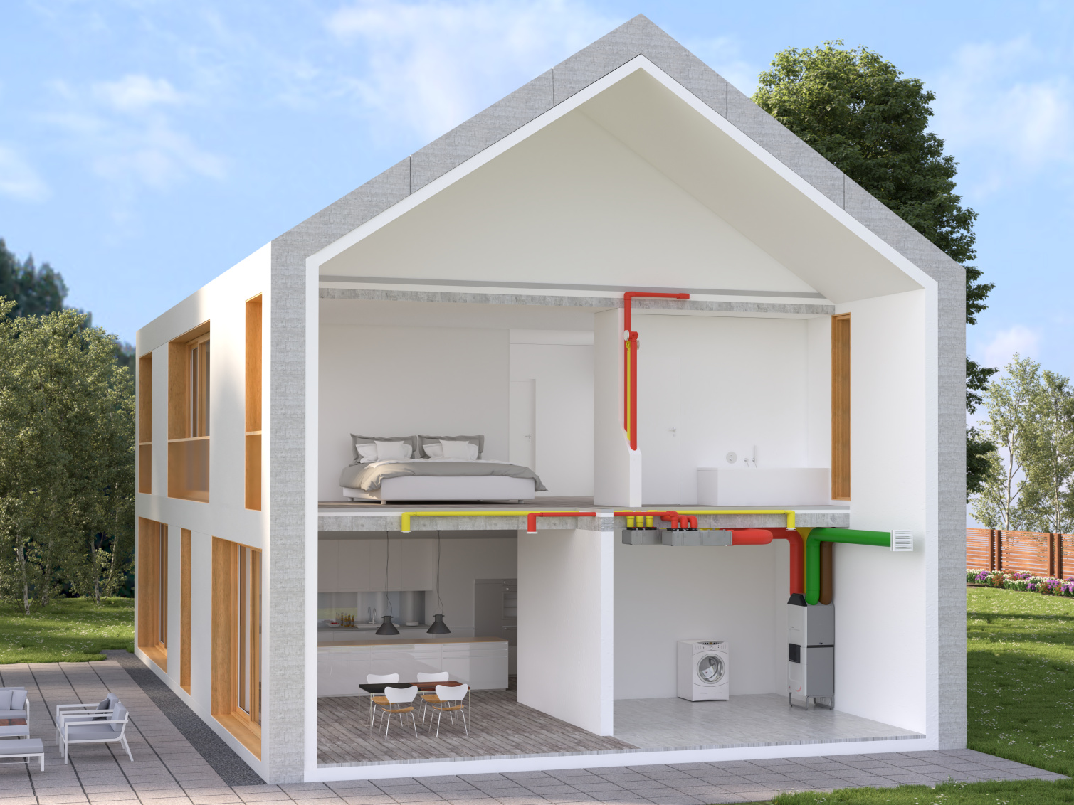 Zehnder_CSY_ComfoClime36_HouseGraphic_View1 Rendering Zehnder ComfoClime 36 Comfortable indoor ventilation