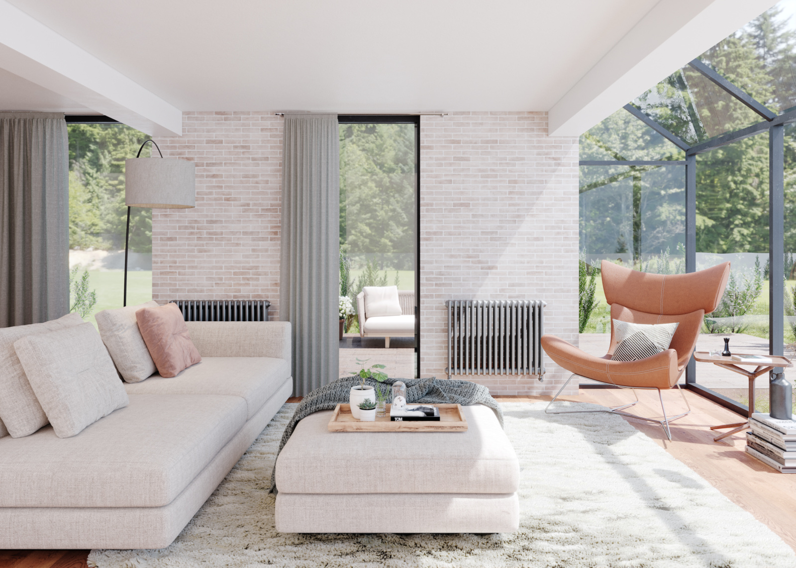 Zehnder-RAD-Charleston-600_821_Titane-milieu-livingroom Rendering Zehnder Charleston Decorative radiator Front view