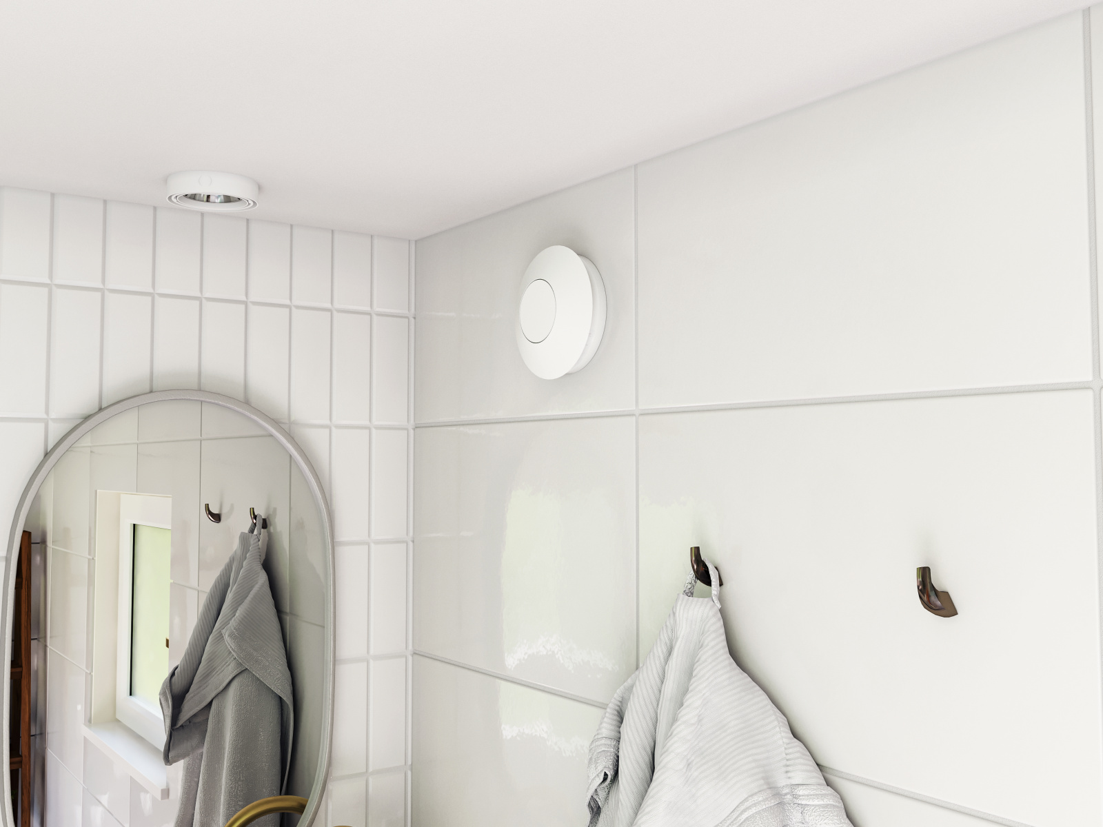 Zehnder_CSY_Greenwood_CV2.1_Milieu_Bathroom_Detail Rendering Greenwood Unity CV2.1 Comfortable indoor ventilation Angled view