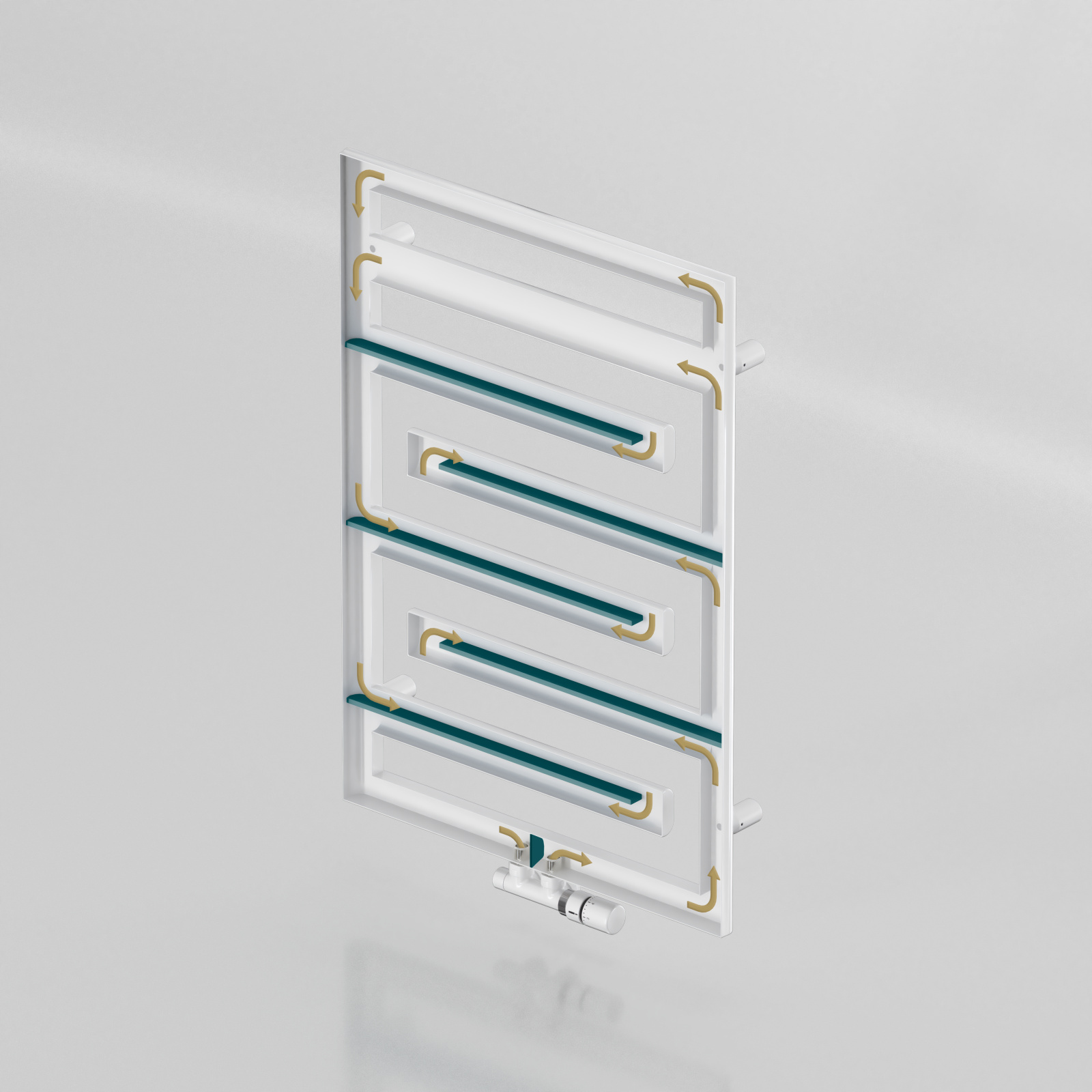 Zehnder_RAD_Tetris_HY_090-60_ValveTypeP_HighEfficiency_persp Cut-Out Zehnder Tetris Decorative radiator Angled view
