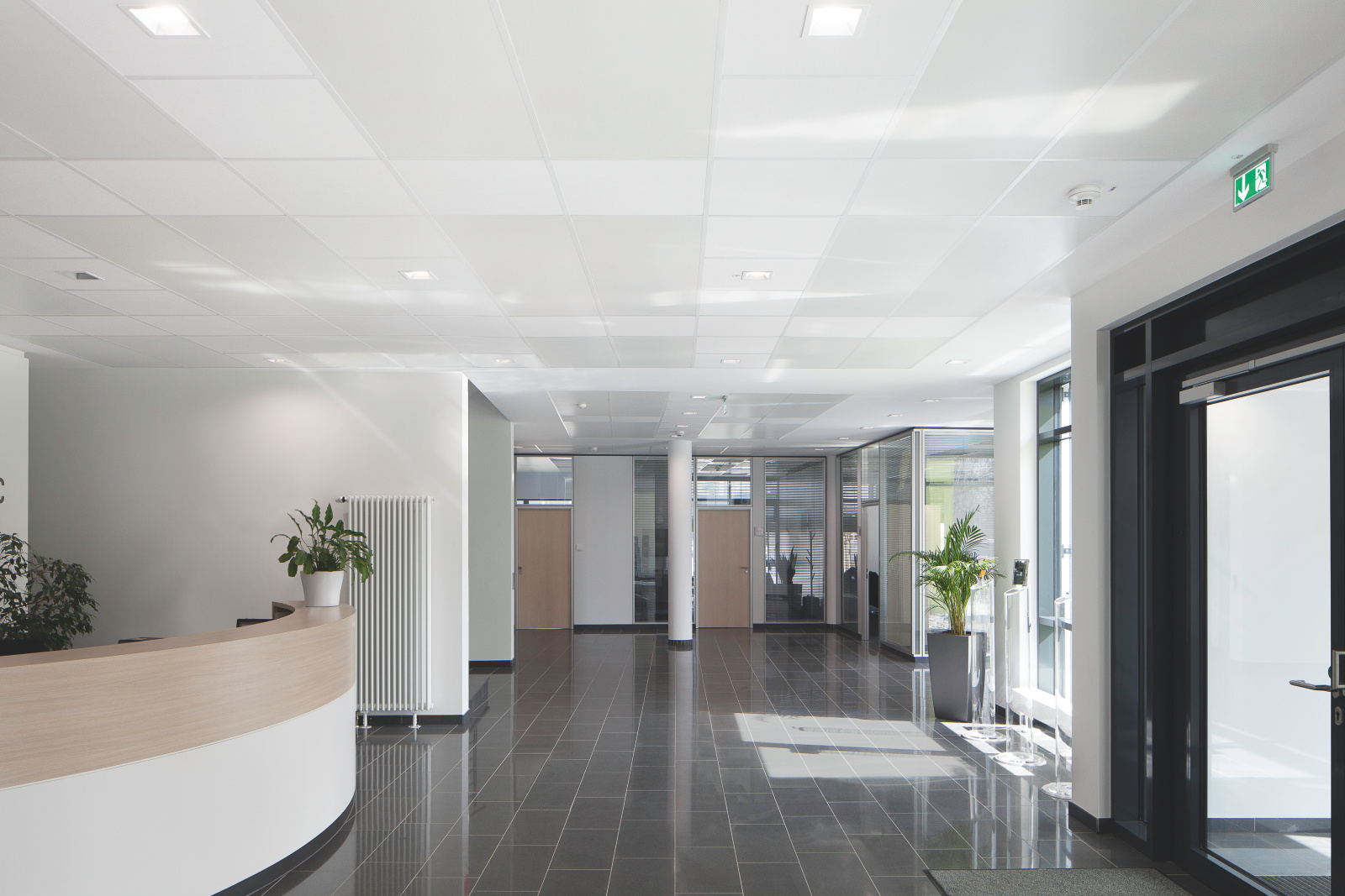 RAIF Ravensburg, Germany, Foyer, main hall, reference, Closed ceilings