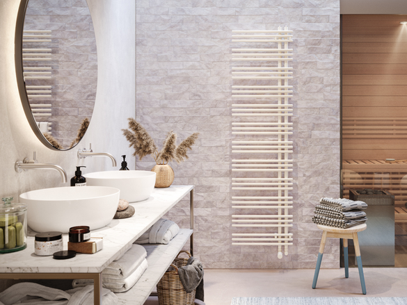 Rendering Zehnder Yucca Asym Decorative radiator Front view