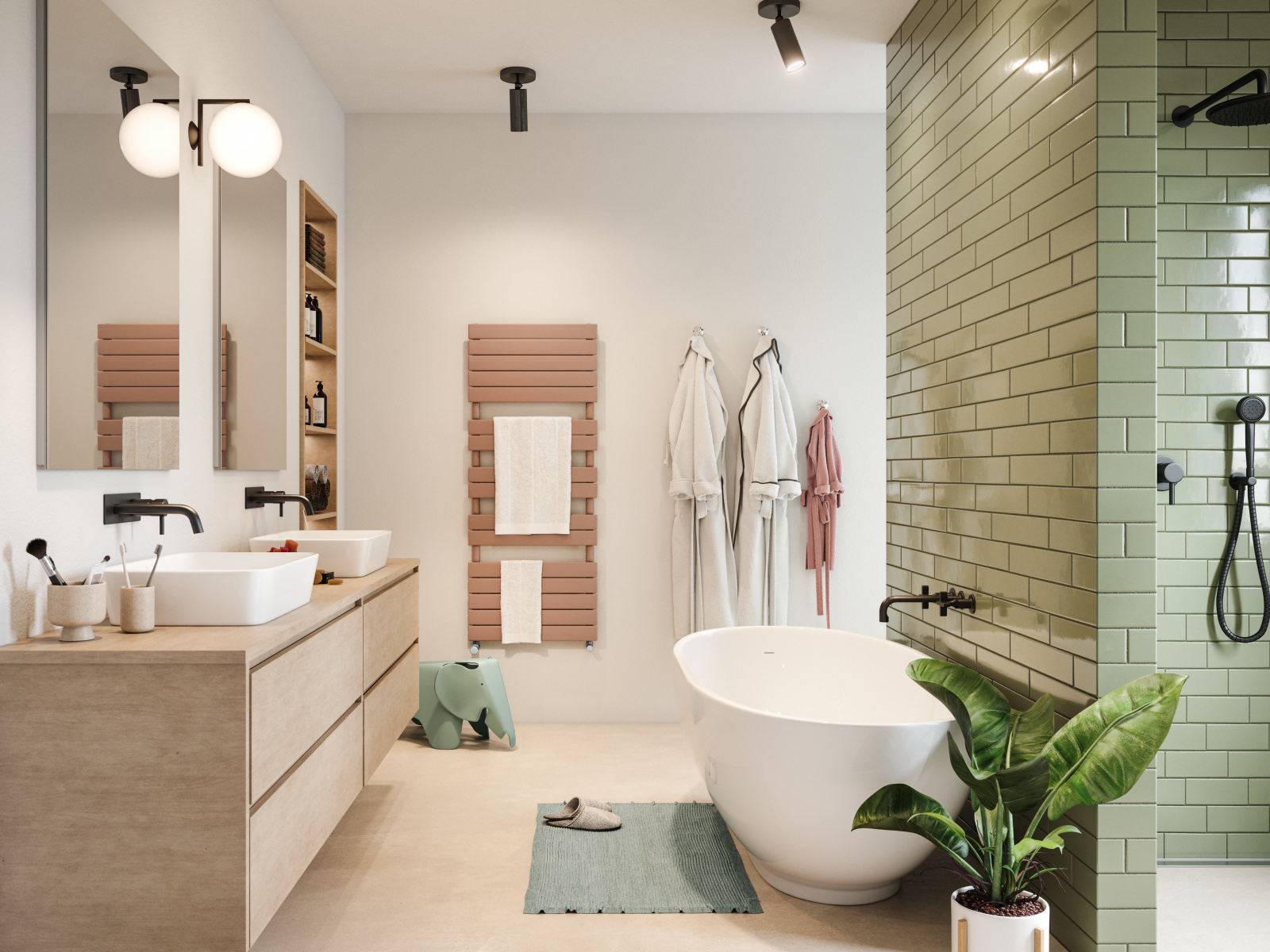 Rendering Zehnder Roda Spa Decorative radiator Front view