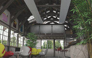 Rendering Zehnder ZFP Urban Heating and cooling ceiling system 