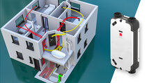 Rendering Zehnder EVO 3 Comfortable indoor ventilation Angled view